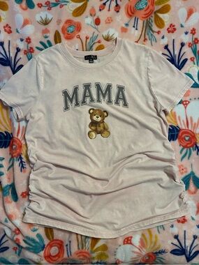 MAMA Pink Tee with Teddy Graphic